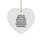 English Springer Spaniel Dog Lover Gifts from Friends, Heart Ornament with Funny Quote, Christmas Unique Gifts for Family
