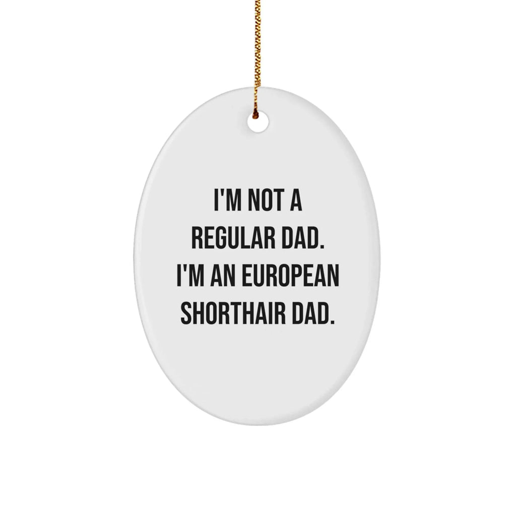 European Shorthair Cat Dad Funny Oval Ornament, Gifts from Men to European Shorthair Cat, Unique Christmas Unique Gifts for Pet Lovers