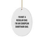 European Shorthair Cat Dad Funny Oval Ornament, Gifts from Men to European Shorthair Cat, Unique Christmas Unique Gifts for Pet Lovers