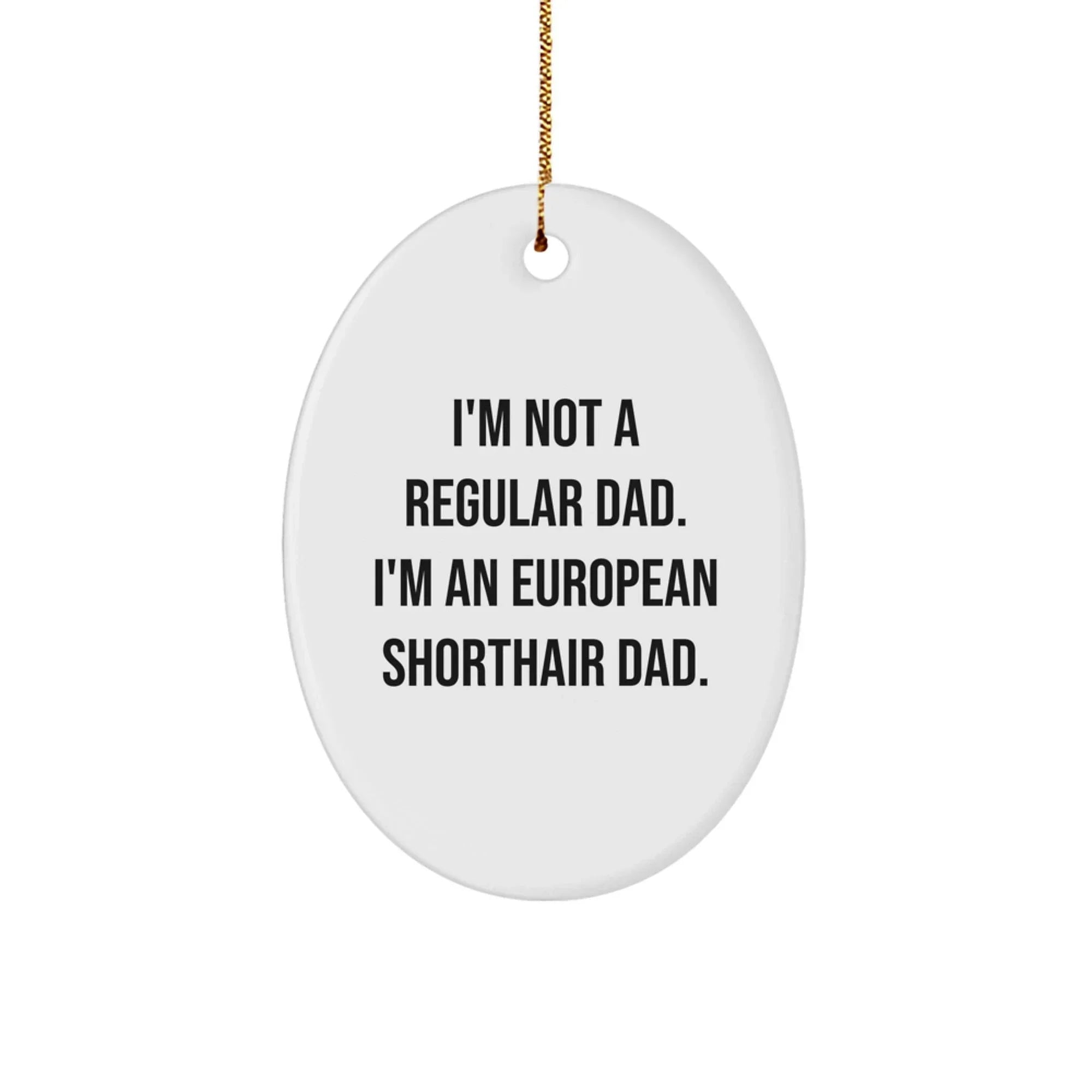 European Shorthair Cat Dad Funny Oval Ornament, Gifts from Men to European Shorthair Cat, Unique Christmas Unique Gifts for Pet Lovers