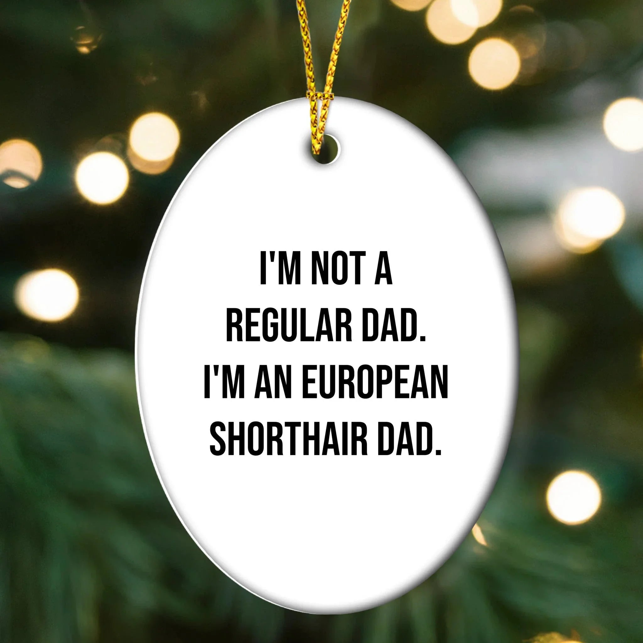 European Shorthair Cat Dad Funny Oval Ornament, Gifts from Men to European Shorthair Cat, Unique Christmas Unique Gifts for Pet Lovers