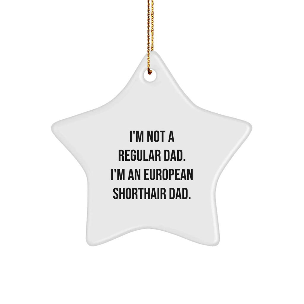 European Shorthair Cat Dad Star Ornament, Funny Gift for Friends, 'I'm Not A Regular Dad. I'm An European Shorthair Dad.' Christmas Unique Gifts from Family