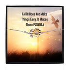 Faith-Inspired Sunflower Bracelet – Sterling Silver with 18K Gold-Plated Petals – Christian Jewelry Gift for Women & Teens – Encouraging Religious Quote