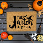 The Witch Is In Doormat – Funny Witch Halloween Outdoor Coir Mat Décor