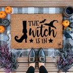 The Witch Is In Doormat – Funny Witch Halloween Outdoor Coir Mat Décor
