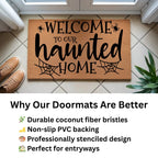 Welcome to Our Haunted Home Doormat – Spooky Halloween Coir Mat Décor