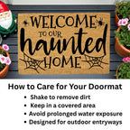 Welcome to Our Haunted Home Doormat – Spooky Halloween Coir Mat Décor