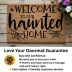 Welcome to Our Haunted Home Doormat – Spooky Halloween Coir Mat Décor