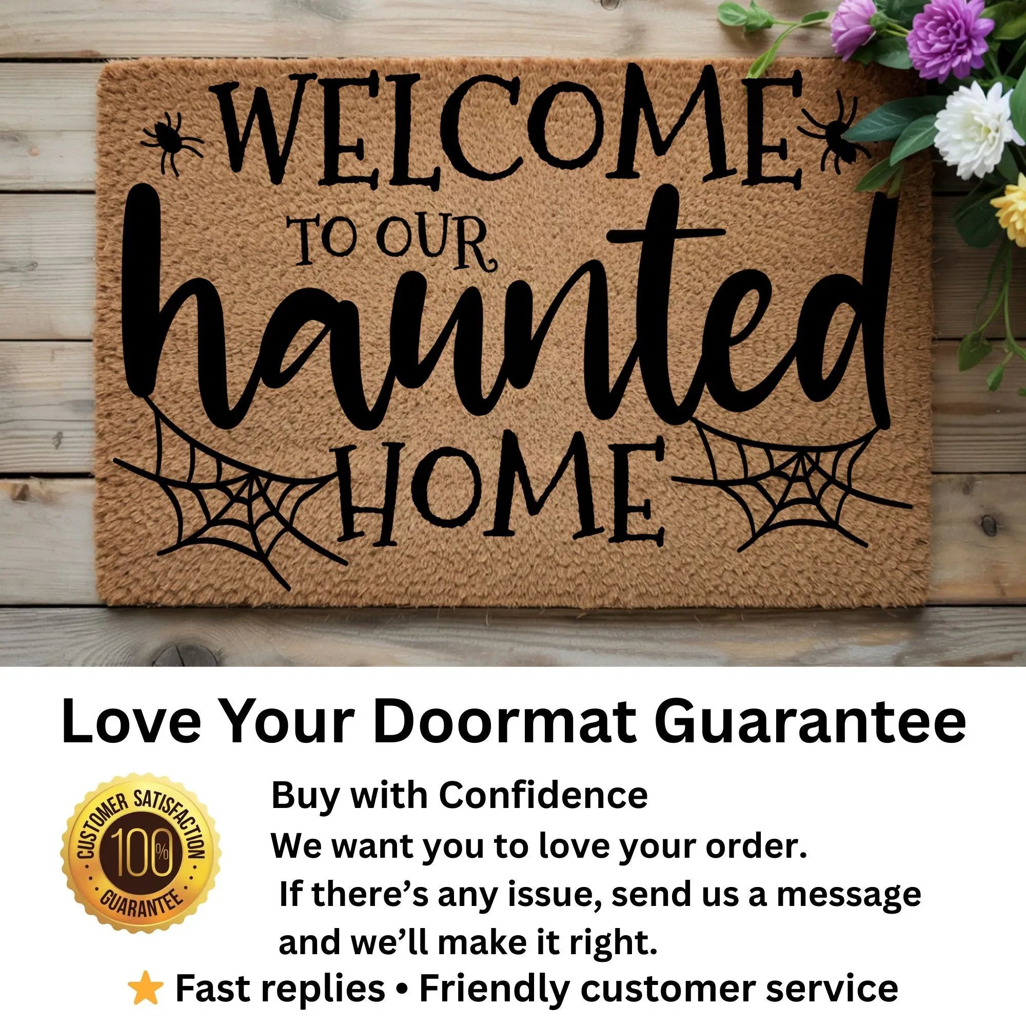 Welcome to Our Haunted Home Doormat – Spooky Halloween Coir Mat Décor
