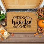 Welcome to Our Haunted Home Doormat – Spooky Halloween Coir Mat Décor