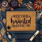 Welcome to Our Haunted Home Doormat – Spooky Halloween Coir Mat Décor
