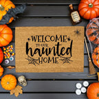 Welcome to Our Haunted Home Doormat – Spooky Halloween Coir Mat Décor