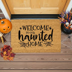 Welcome to Our Haunted Home Doormat – Spooky Halloween Coir Mat Décor