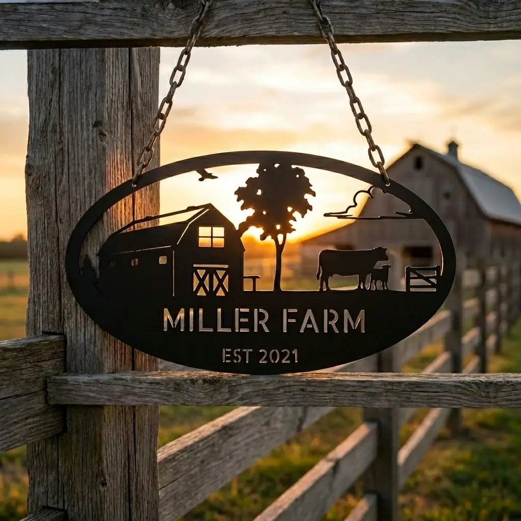 Personalized Farm & Ranch Metal Sign | Custom Farm Name Sign with Established Date | Rustic Barn Wall Art | Farmhouse Metal Decor | Made in USA