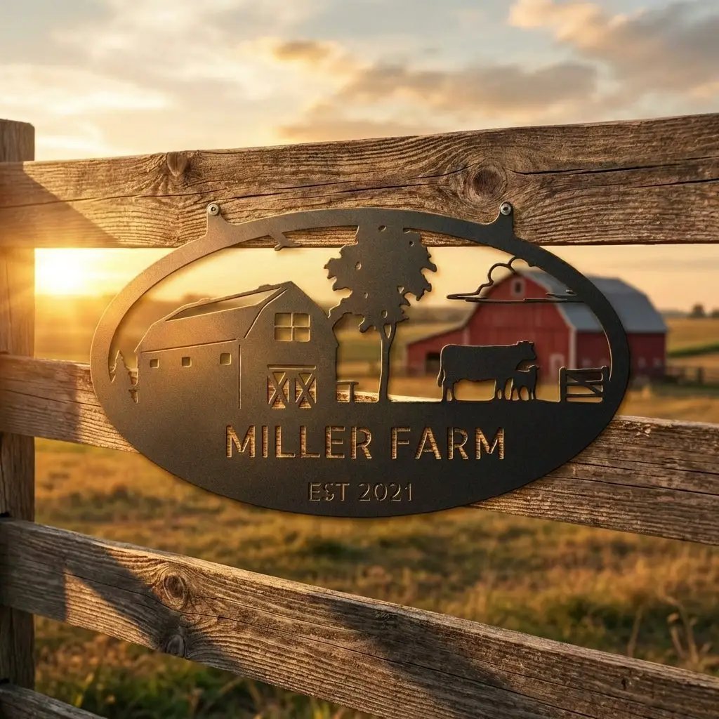 Personalized Farm & Ranch Metal Sign | Custom Farm Name Sign with Established Date | Rustic Barn Wall Art | Farmhouse Metal Decor | Made in USA