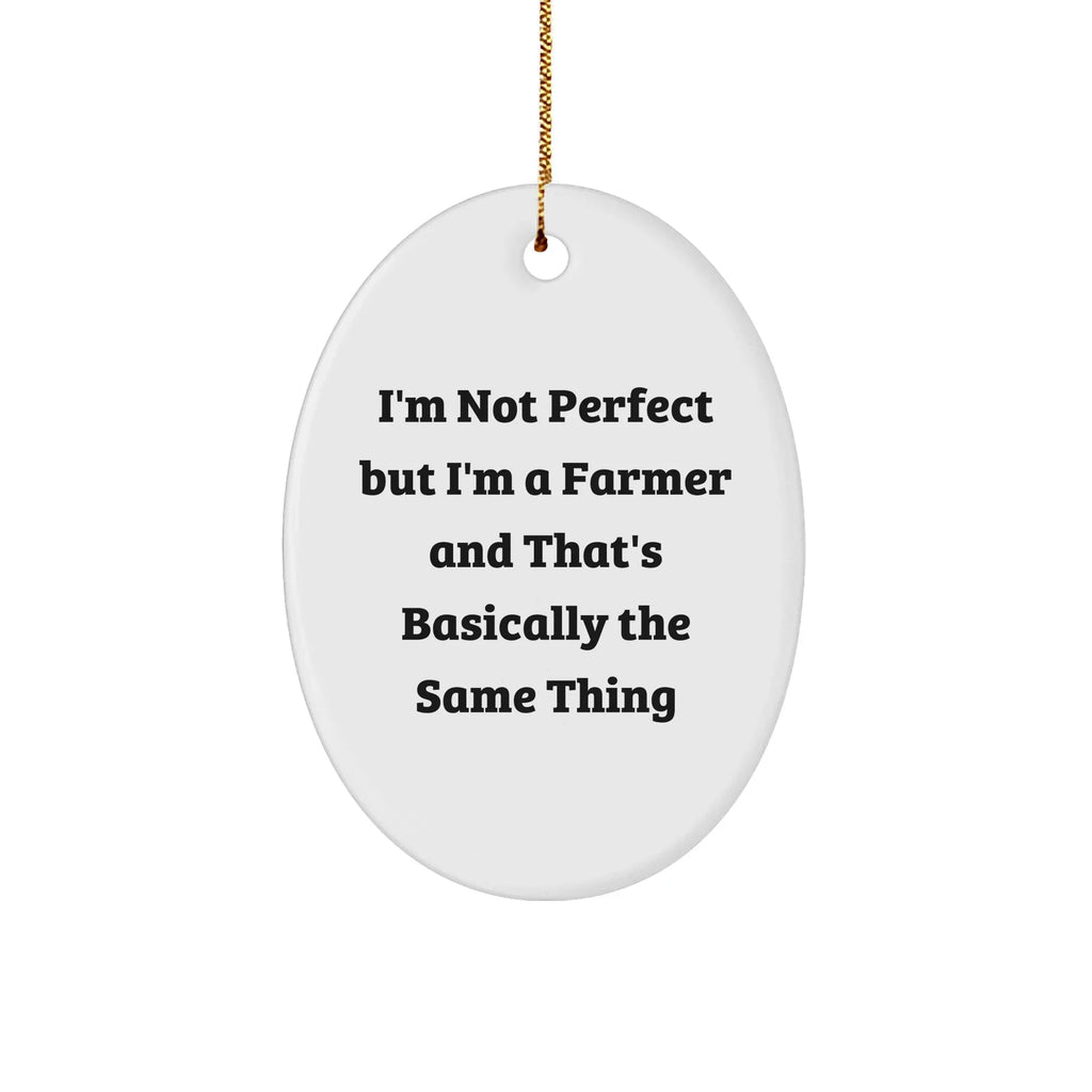 Farmer Gifts for Christmas, 'I'm Not Perfect' Oval Ornament, Funny Quote, Gifts from Family to Farmer, Gifts for Farmer