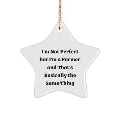 Farmer Gifts from Friends - 'I'm Not Perfect But I'm A Farmer And That's Basically The Same Thing' Star Ornament, Gifts for Farmer, Christmas Unique Gifts