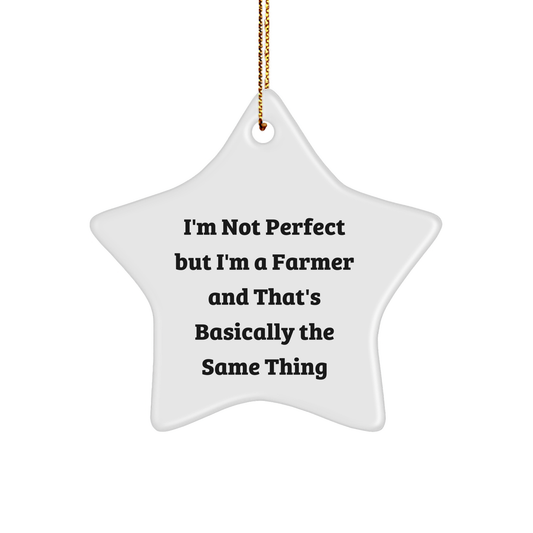 Farmer Gifts from Friends - 'I'm Not Perfect But I'm A Farmer And That's Basically The Same Thing' Star Ornament, Gifts for Farmer, Christmas Unique Gifts