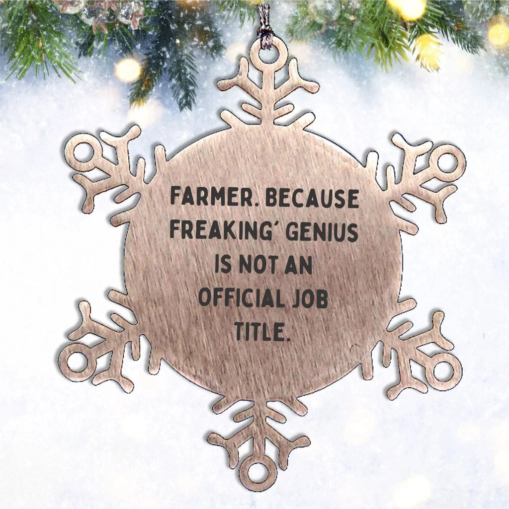 Farmer Gifts from Friends for Men Unique Snowflake Ornament, Funny Quote, Christmas Memorable Present