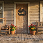 Welcome Rooster Metal Wall Art – Farmhouse Chicken Decor – Rustic Kitchen Wall Sign – Country Home Decor – Farmhouse Porch Sign