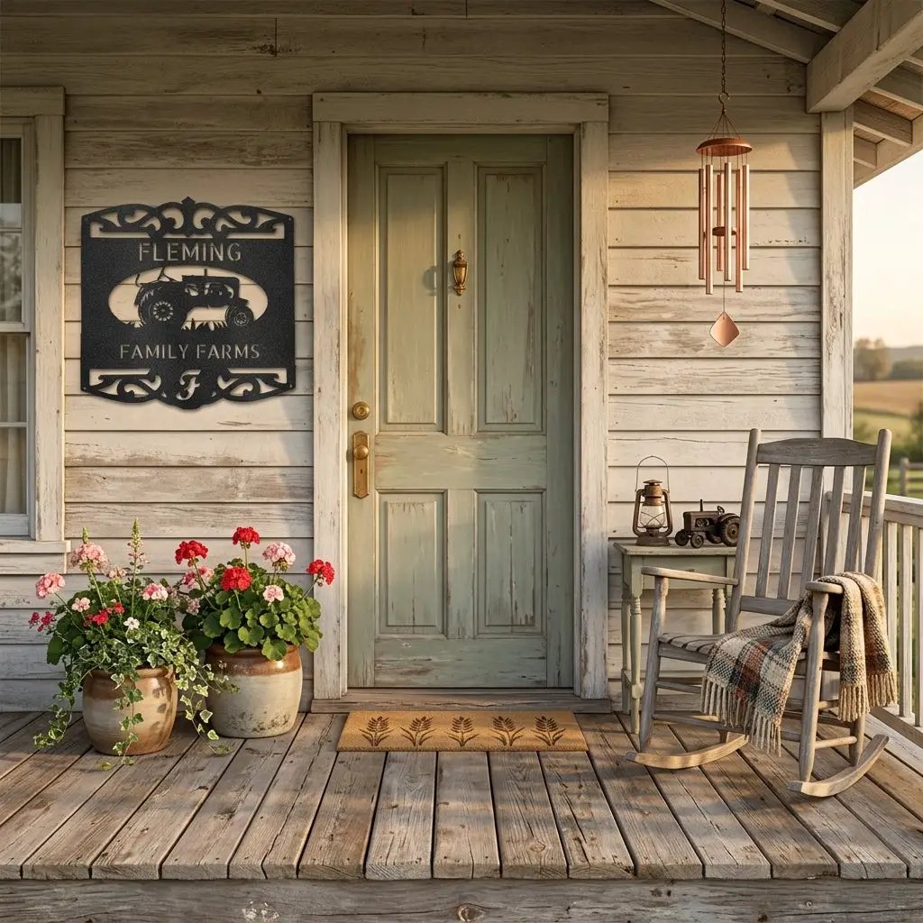 Personalized Family Farm Metal Wall Art Sign Custom Farm Name Tractor Steel Sign Elegant Farmhouse Decor Outdoor Ranch Sign