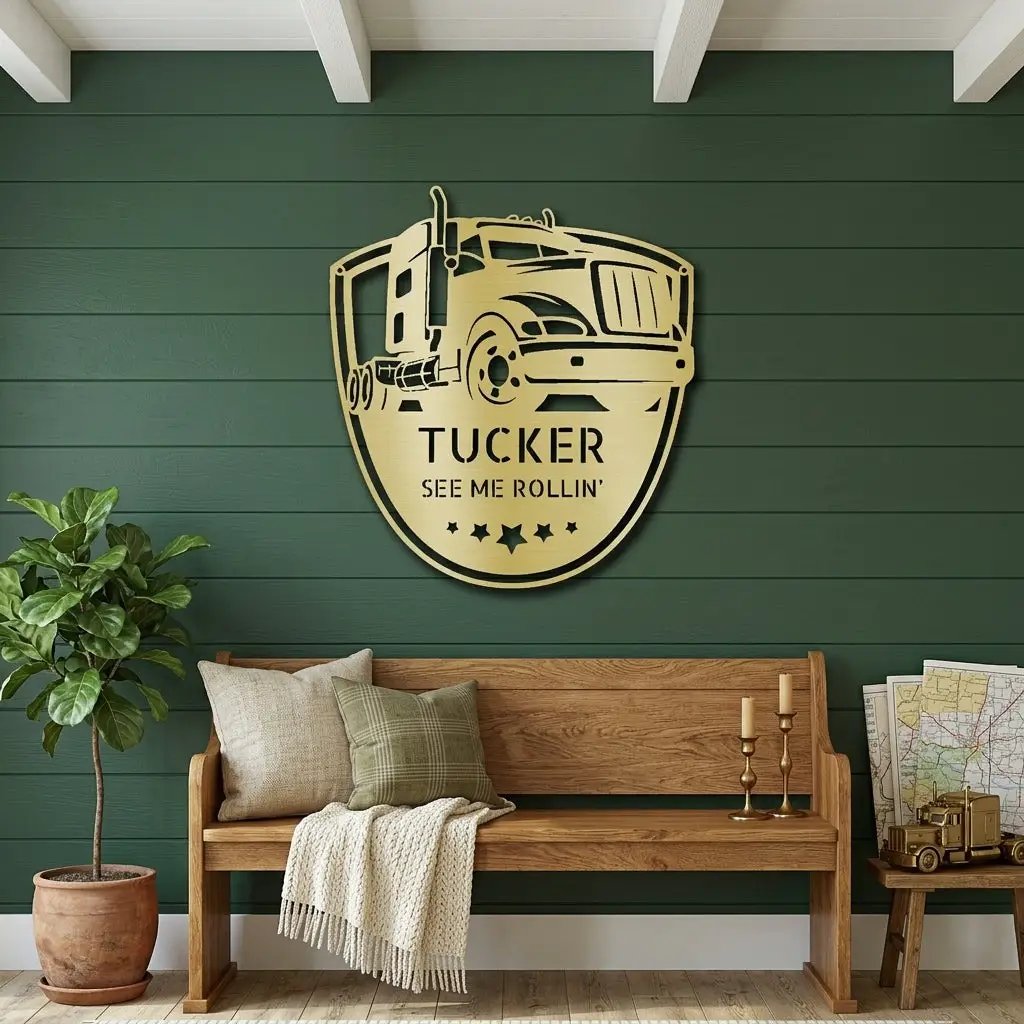 Personalized Trucker Metal Wall Art Sign | Custom Semi Truck Name Sign | Truck Driver Gift | Custom Steel Wall Decor | Made in USA