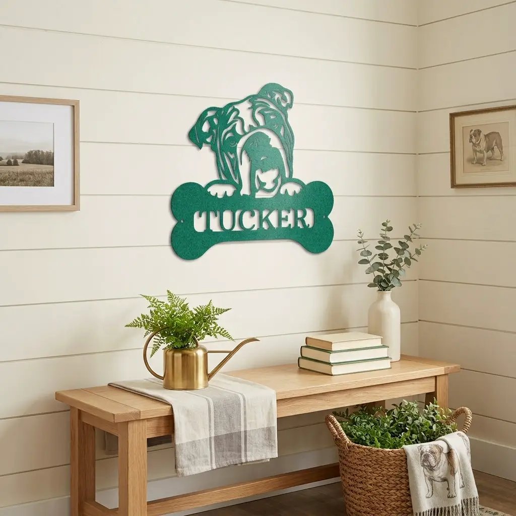 Bulldog Custom Name Metal Art Wall Sign