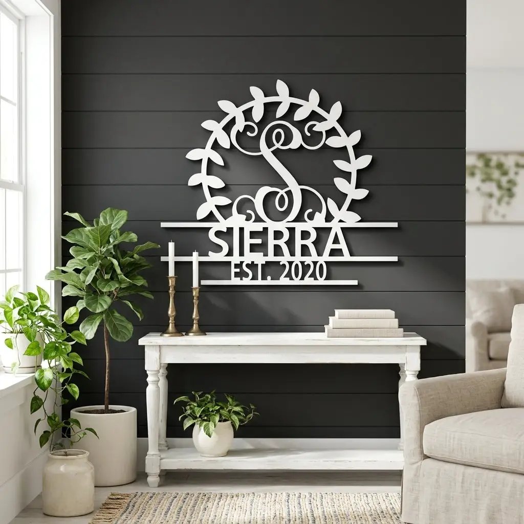 Custom Crest Metal Wall Sign – Personalized Family Name, Monogram, and Established Year – Made in the USA – 5 Sizes & Colors