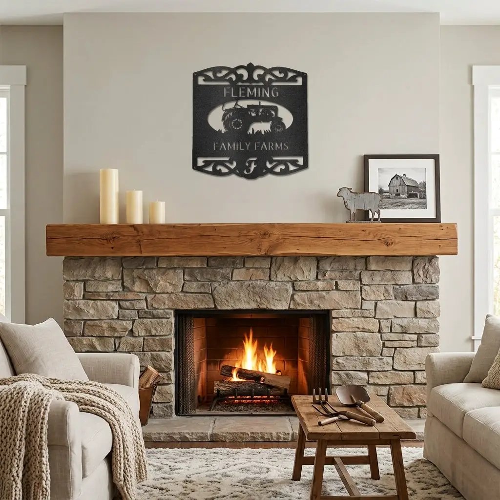 Personalized Family Farm Metal Wall Art Sign Custom Farm Name Tractor Steel Sign Elegant Farmhouse Decor Outdoor Ranch Sign