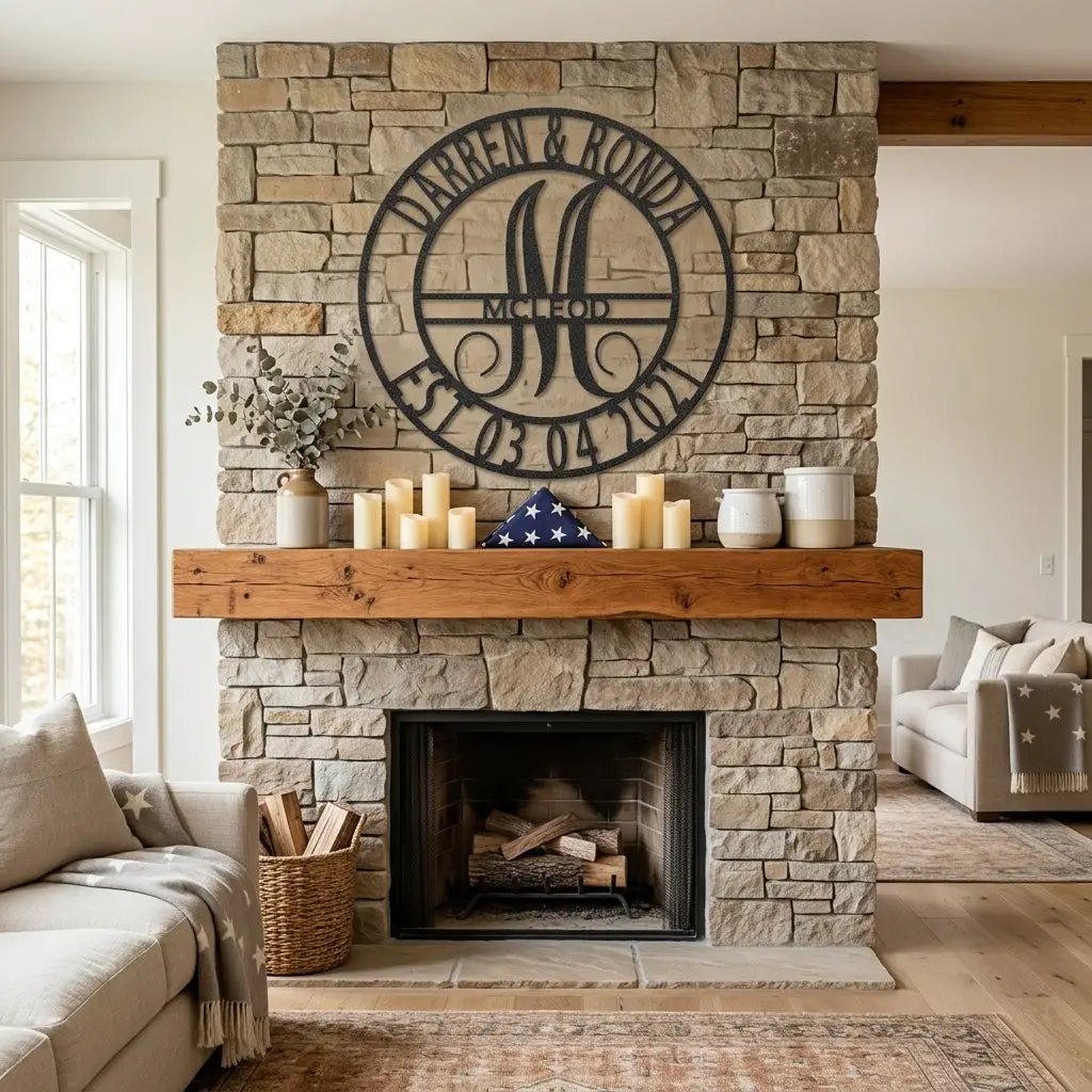 Personalized Split Letter Monogram Metal Wall Art – Custom Family Name Sign – Wedding Gift – Housewarming Decor – Last Name Steel Sign