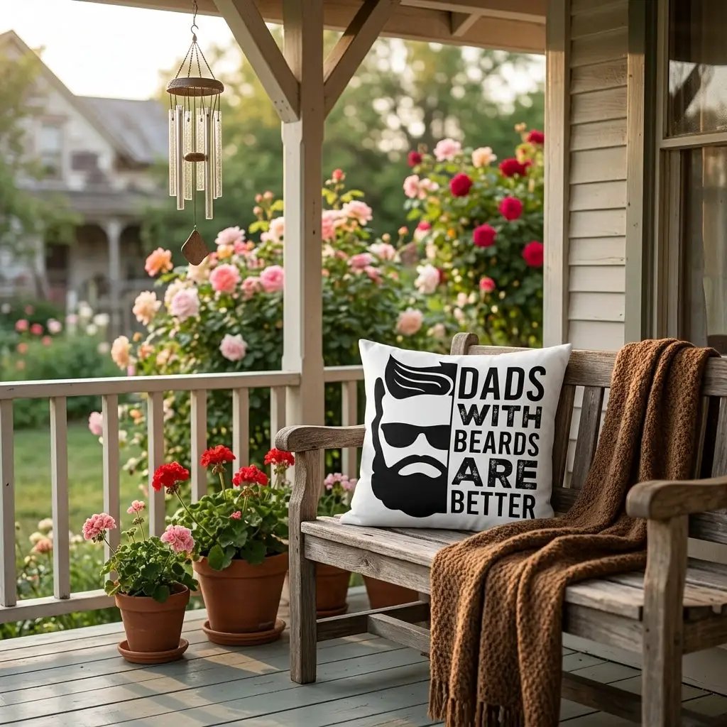 Dads With Beards Are Better Throw Pillow, Funny Beard Dad Gift, Indoor Outdoor Decorative Cushion, Father's Day Pillow for Dad