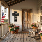 American Flag Cross Metal Wall Art – Patriotic Christian Cross Decor – USA Flag Faith Steel Sign – Veteran Tribute Wall Decor