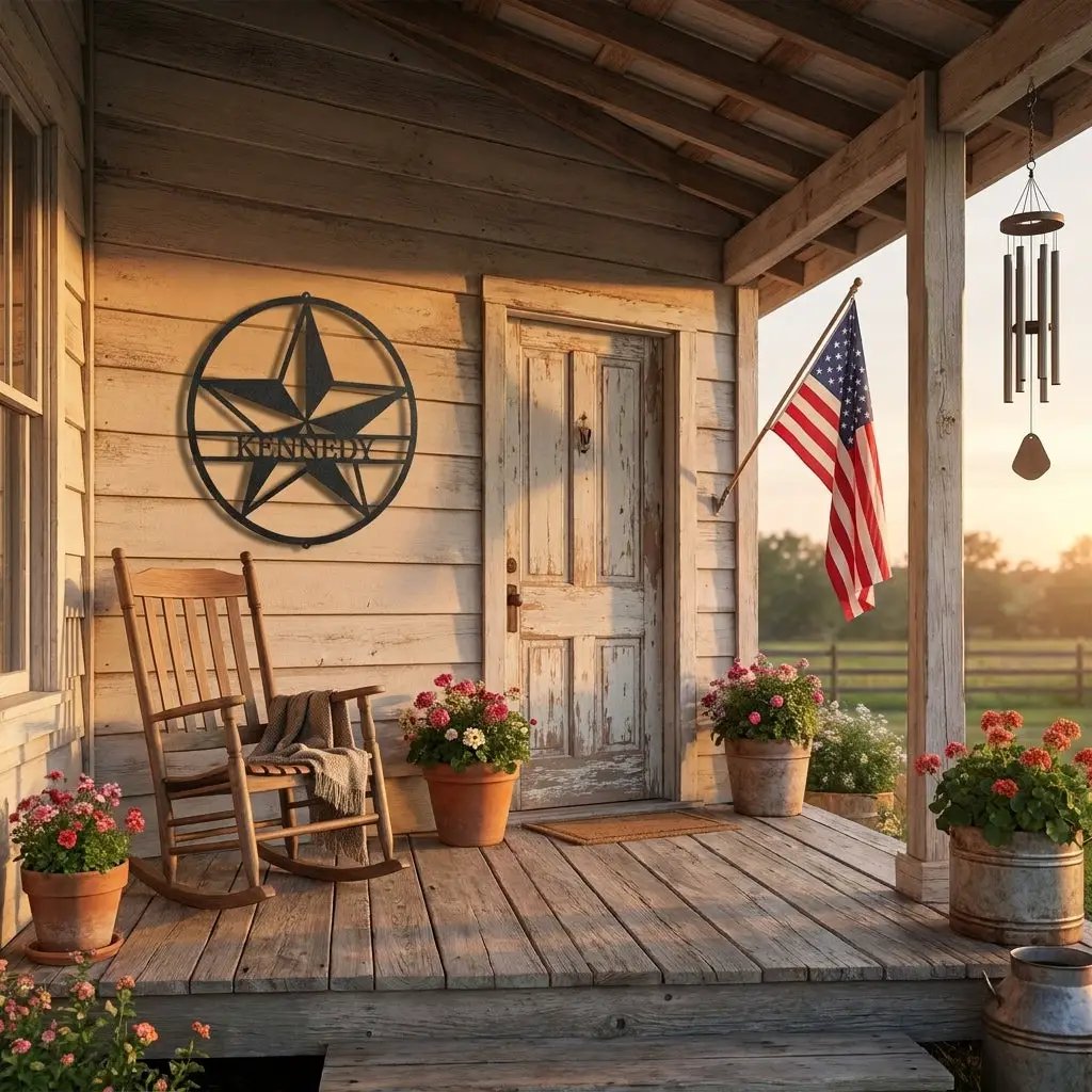 Custom Star Metal Wall Art – Personalized Rustic Farmhouse Sign – Ranch or Family Name