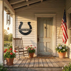 Personalized Horseshoe Metal Sign Custom Ranch Name Sign Western Decor Farmhouse Wall Art Horse Lover Gift Barn Decor Custom Steel Sign