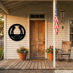 Personalized Horseshoe Metal Wall Art Sign Custom Ranch Name Steel Decor Western Farmhouse