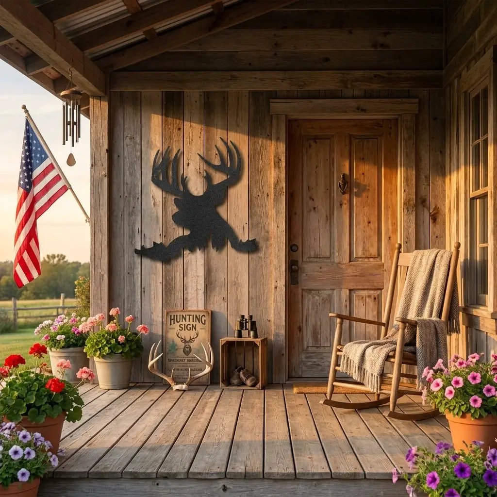 Deer Head Metal Wall Art – Buck Silhouette Wall Decor – Rustic Cabin Decor – Hunting Gift – Lodge Wall Art