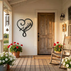 Family Name Heart Metal Wall Art Sign – Custom Steel Family Love Monogram – Laser Cut Amish Crafted Metal Home Decor