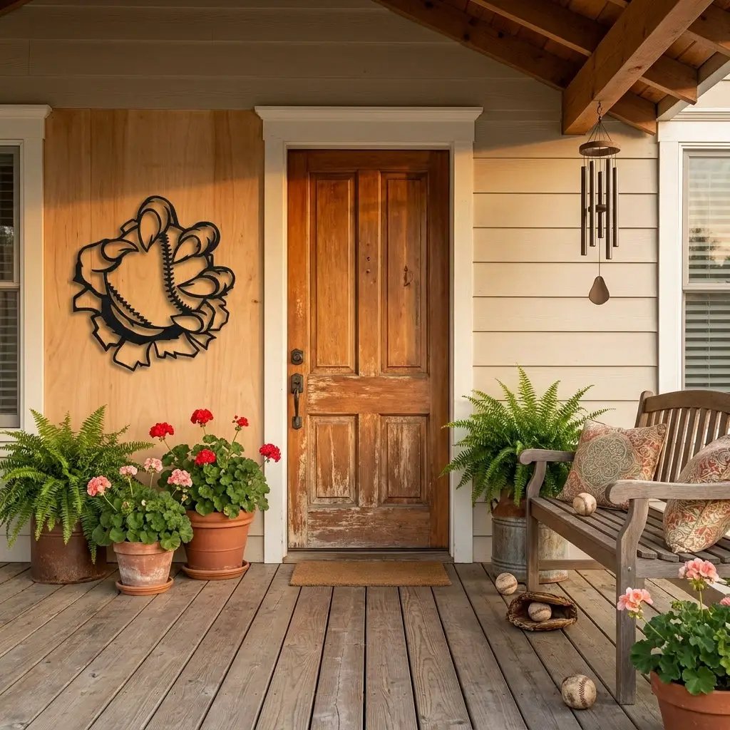Baseball Monster Claw Metal Art Wall Sign