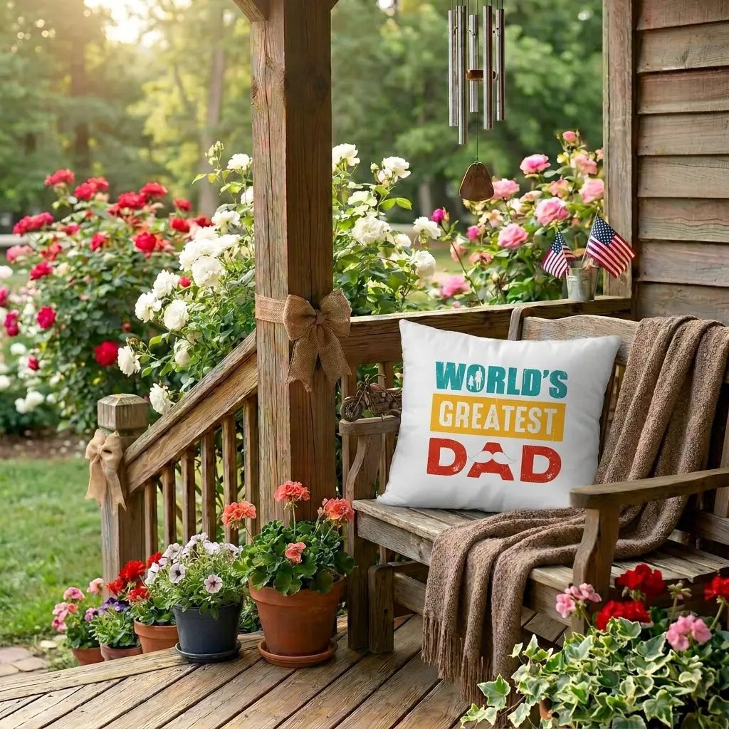 Gift for Dad World's Greatest Dad Indoor Outdoor Pillow