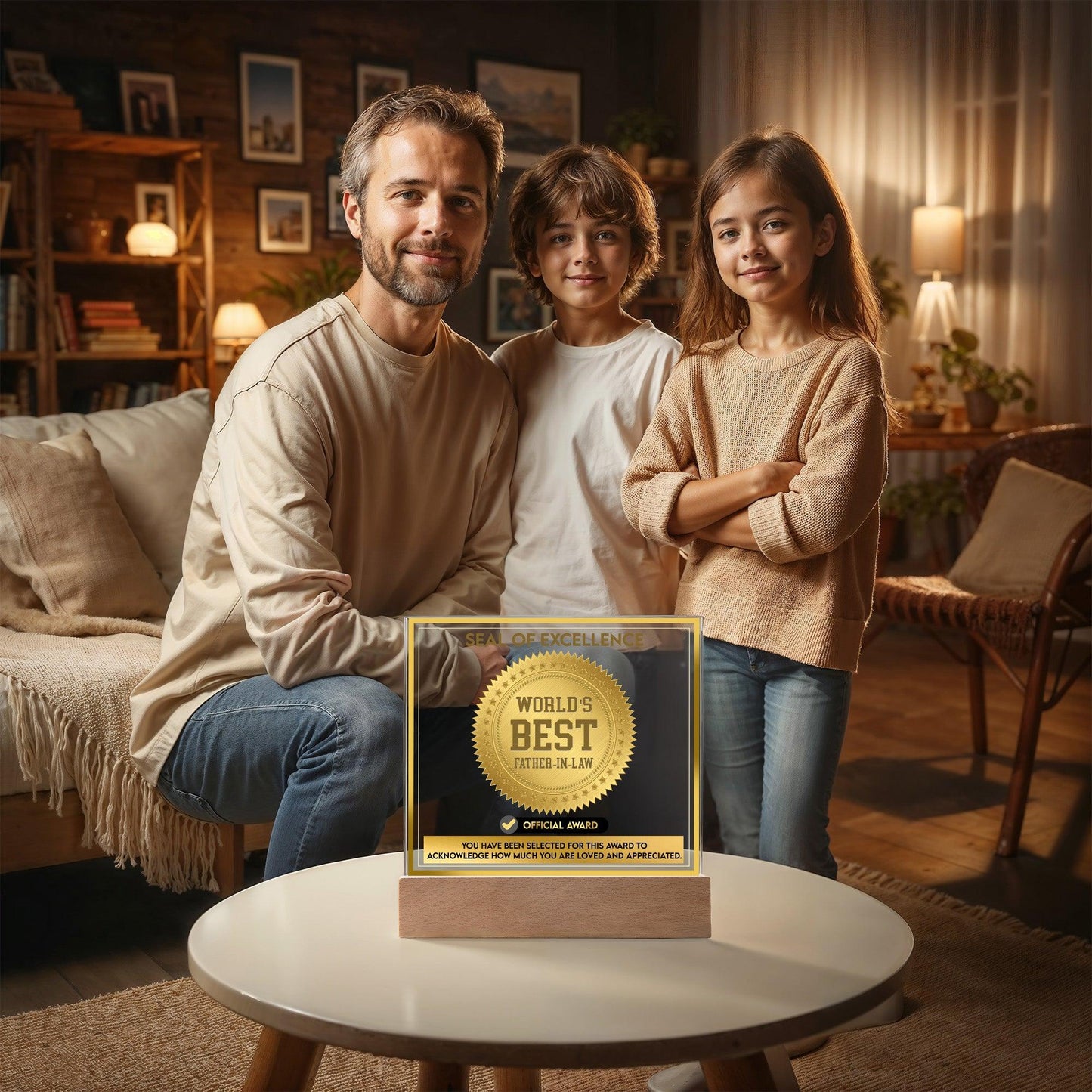 Gift for Father-in-Law Seal of Excellence Award World's Best Father-in-Law Acrylic Plaque - Mallard Moon Gift Shop