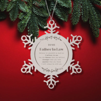 Father In Law Snowflake Ornament Gifts, To My Father In Law You are braver than you believe, stronger than you seem, Inspirational Gifts For Father In Law Ornament, Birthday, Christmas Gifts For Father In Law Men Women