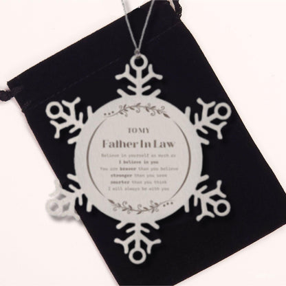 Father In Law Snowflake Ornament Gifts, To My Father In Law You are braver than you believe, stronger than you seem, Inspirational Gifts For Father In Law Ornament, Birthday, Christmas Gifts For Father In Law Men Women