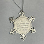 Fiance Long Distance Relationship Gifts, No matter the miles that separate us, Cute Love Snowflake Ornament For Fiance, Birthday Christmas Unique Gifts For Fiance