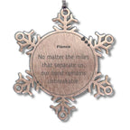 Fiance Long Distance Relationship Gifts, No matter the miles that separate us, Cute Love Snowflake Ornament For Fiance, Birthday Christmas Unique Gifts For Fiance