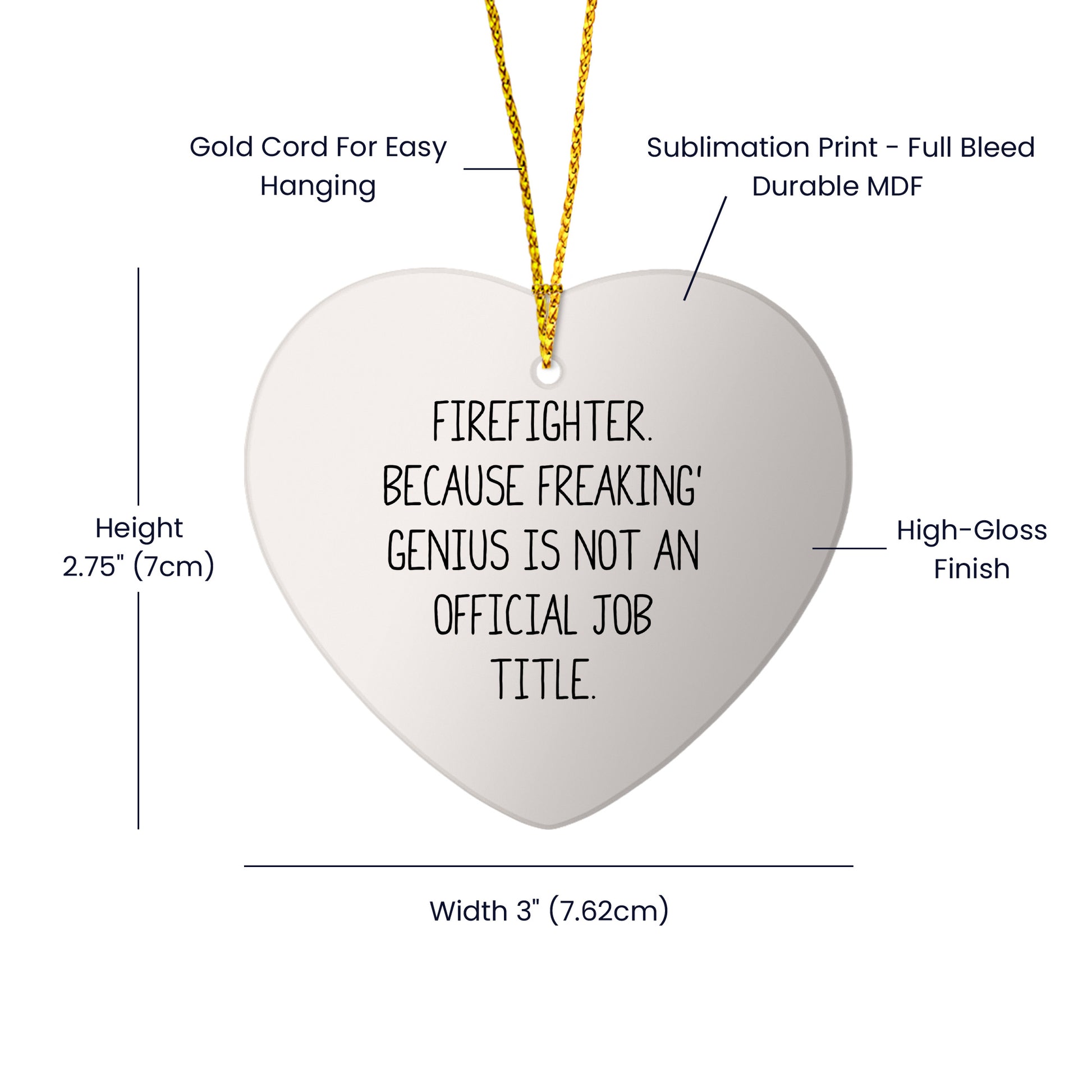 Firefighter Heart Ornament, Funny Quote, Gifts from Family for Firefighter, Christmas Unique Gifts, Funny Firefighter Gifts