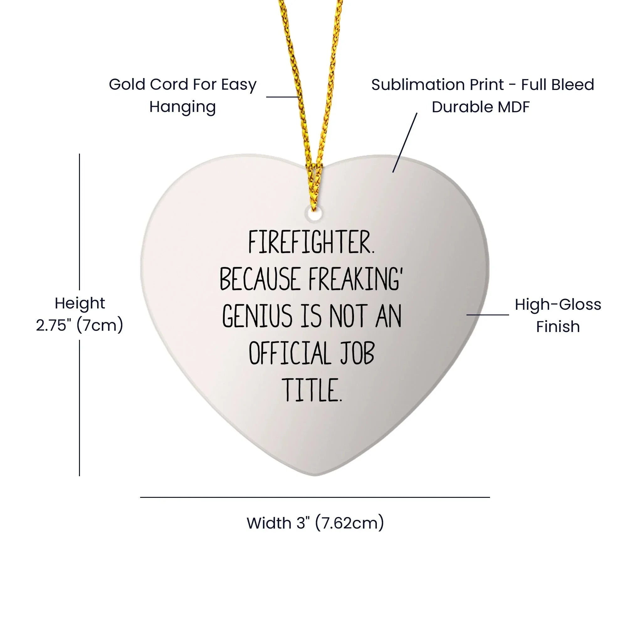 Firefighter Heart Ornament, Funny Quote, Gifts from Family for Firefighter, Christmas Unique Gifts, Funny Firefighter Gifts