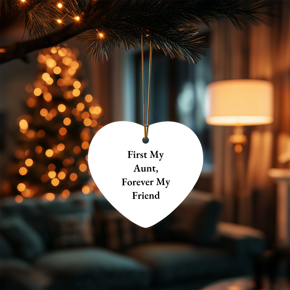First My Aunt, Forever My Friend Heart Ornament – High Gloss MDF Holiday Keepsake Gift for a Beloved Aunt