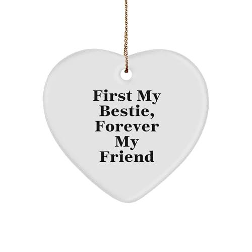 First My Bestie Forever My Friend White Heart Ornament Gifts from Men to Bestie for Christmas