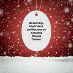 Fitness Trainer Gifts - Oval Ornament - Dream Big, Work Hard, And Become An Amazing Fitness Trainer. - Gifts from Family to Fitness Trainer Friends - Christmas Unique Gifts