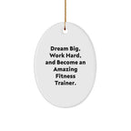 Fitness Trainer Gifts - Oval Ornament - Dream Big, Work Hard, And Become An Amazing Fitness Trainer. - Gifts from Family to Fitness Trainer Friends - Christmas Unique Gifts